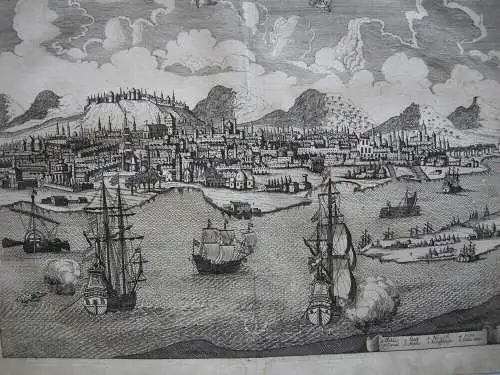 Algier Gesamtansicht Karavellen Orig Kupferstich 1685 Afrika Alger Algerien