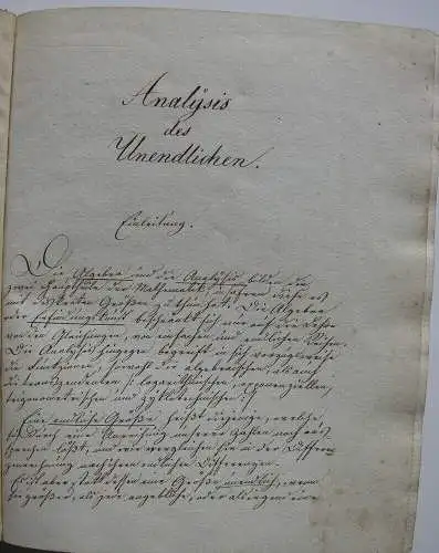 Joh. Leonh. Späth Diffenzial Calcul Mathematik Handschrift 1829 Cyclometrie