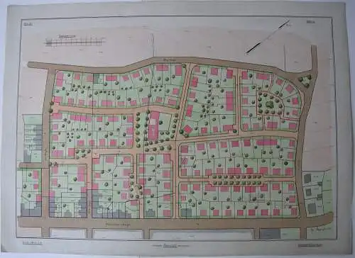 Entwurf Stadtplanung Johannes Reichenbach 1914 Aquarell Akademie-Zeichnung