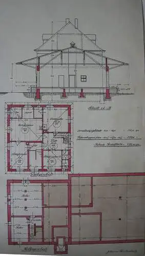 Entwurf Güterschuppen Johannes Reichenbach 1919 Aquarell Akademie-Zeichnung