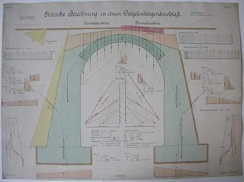 Brechnung Durchlass Johannes Reichenbach 1919 Aquarell Akademie-Zeichnung