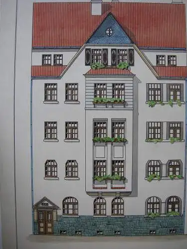  Entwurf Wohnhaus Johannes Reichenbach 1919 Aquarell Akademie-Zeichnung