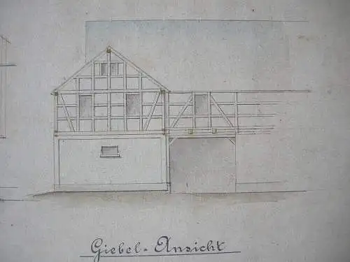 Grumbach Callenberg Entwurf Stallgebäude G. Reichenbach 1880 Aquarell Sachsen