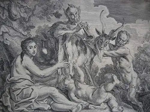 Jacob Jordaens (1593-1678)  Jupiter von Ziege Amalthea gesäugt Radierung 1652