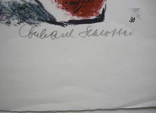 Eberhard Schlotter (1921-2014)  Blumenstilleben mit Zitrone Litographie signiert