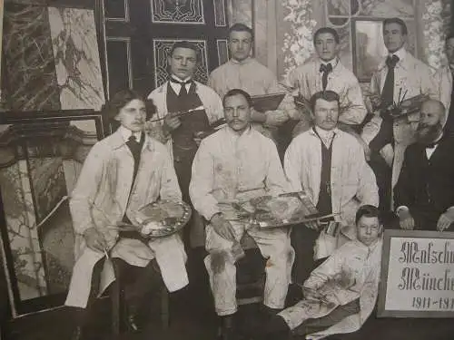 Malschule München 1911/1912 Schüler mit Palette Atelier Jos. Werner München