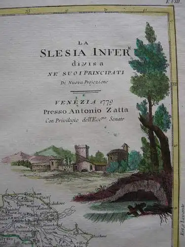 Unter-Schlesien Slask Wroclaw Orig. Kupferstichkarte Zatta 1779 Polen Polski