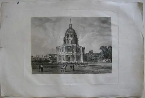 Paris Dome des Invalides Orig Aquartinta-Radierung Salathé 1840 Grab Napoleon 