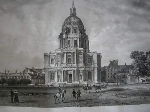 Paris Dome des Invalides Orig Aquartinta-Radierung Salathé 1840 Grab Napoleon