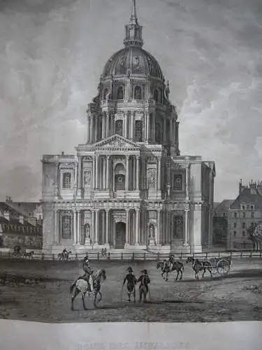 Paris Dome des Invalides Orig Aquartinta-Radierung Salathé 1840 Grab Napoleon