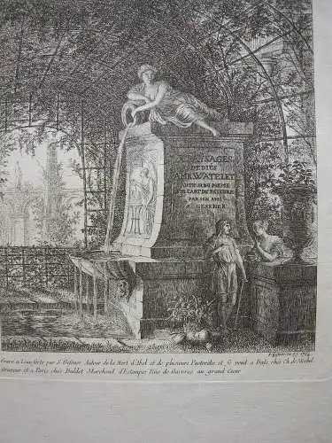 Salomon Gessner (1730-1788) Brunnen im Gartenhaus Orig Radierung 1764 Waterloo