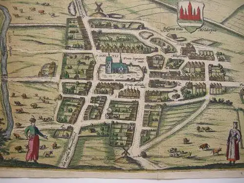 Meldorf Dithmarschen Holstein altkolorierter Kupferstich Braun Hogenberg 1575