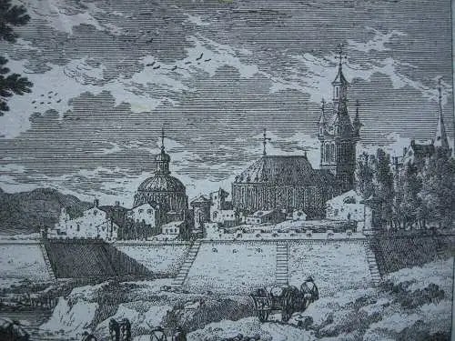 Gabriel Perelle (1603-1677) Französische Stadt Kathedrale Orig Kupferstich 1660