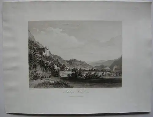 Schloss Tratzberg Stans Tirol Österreich Orig. Aquatinta-Radierung 1840 