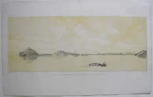 Panorama Mazatlan Mexico Orig. Lithografie Sabatier 1840 Voyage Venus