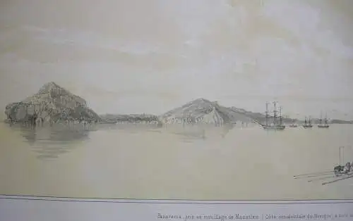 Panorama Mazatlan Mexico Orig. Lithografie Sabatier 1840 Voyage Venus