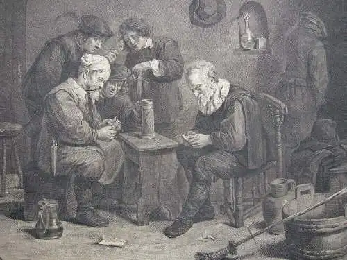 Flämische Freimaurer in Loge Orig Radierung Fr B Lepicié nach David Teniers 1747