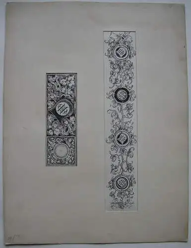 Ferdinand Barth (1842-1892) Entwurf für Coupon Orig Tuschzeichnung 1879  