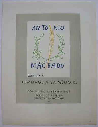 Pablo Picasso Hommage Machado 1959 Orig Lithografie Maitres de l'Ecole 1959