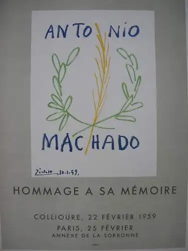 Pablo Picasso Hommage Machado 1959 Orig Lithografie Maitres de l'Ecole 1959