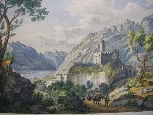 Castello di Tenno Gardasee Trentino Orig. Farblithografie Podesta 1840 Italien