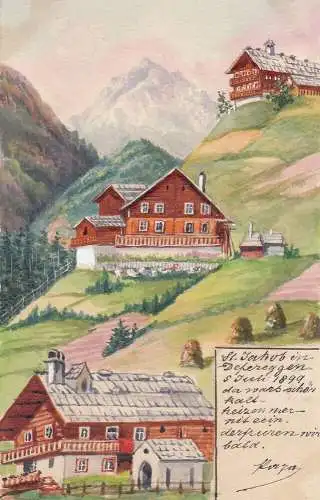 Ak St. Jakob in Defereggen Tirol Orig Aquarell Max von Seehof 1899 Österreich