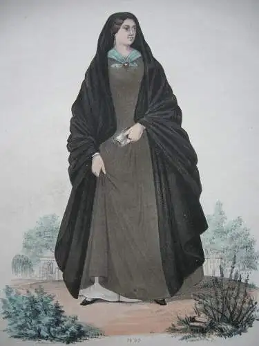 João Palhares  (1810-1890) Mulher da cidade de Braga Orig Lithografie 1850