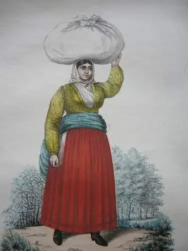 João Palhares  (1810-1890) Lavadeira saloia Orig Lithografie 1850