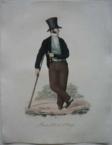 João Palhares  (1810-1890)  Homem da Cidade de Braga Orig Lithografie 1850