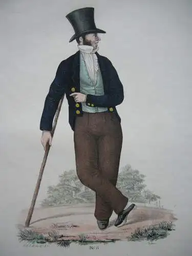 João Palhares  (1810-1890)  Homem da Cidade de Braga Orig Lithografie 1850