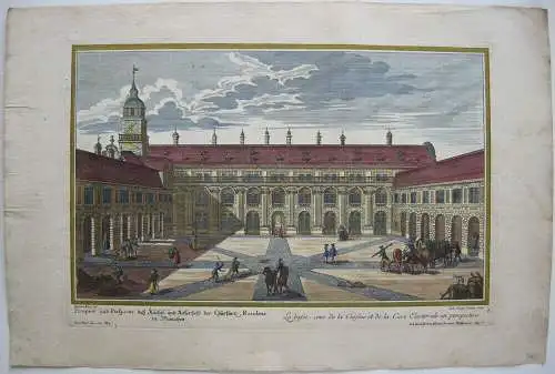 Küchel und Kellerhof Residenz München altkolor Orig. Kupferstich Corvinus 1720 