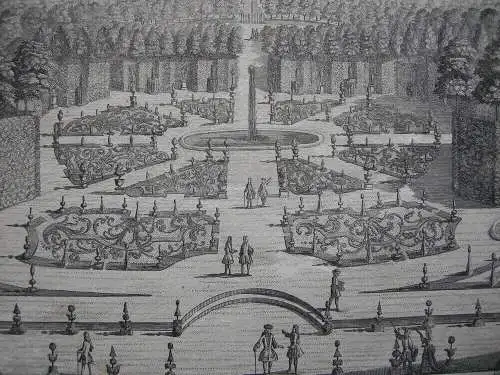 Lustgarten Harlaching München Orig. Kupferstich Remshart 1720 Gartenarchitektur