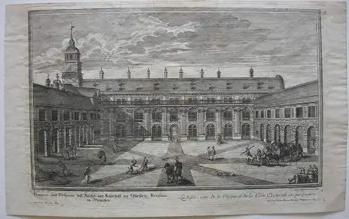 Küchel und Kellerhof Residenz München Orig. Kupferstich Corvinus 1720 Bayern