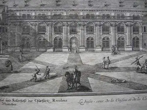 Küchel und Kellerhof Residenz München Orig. Kupferstich Corvinus 1720 Bayern