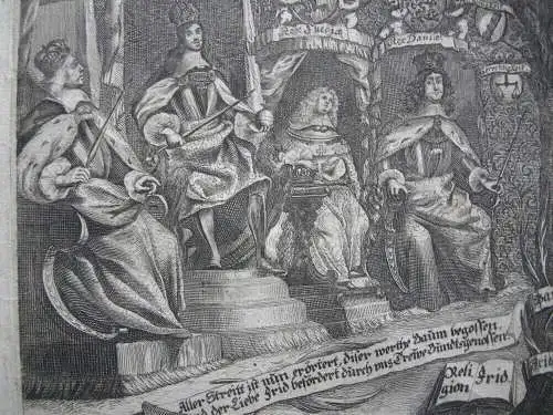 Friedens-Gemähld Augsburger Frieden Orig. Kupferstich 1659 Reformation 