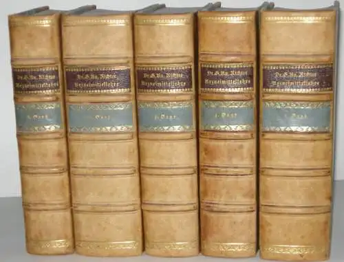 Georg August Richter Arzneimittellehre 5 Bände dekor Halbleder Wien 1832