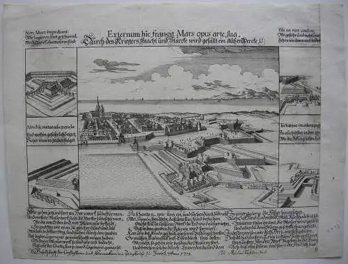 Zürich Überwindung Befestigungsanlagen Orig Kupferstich Melchior Füssli 1713