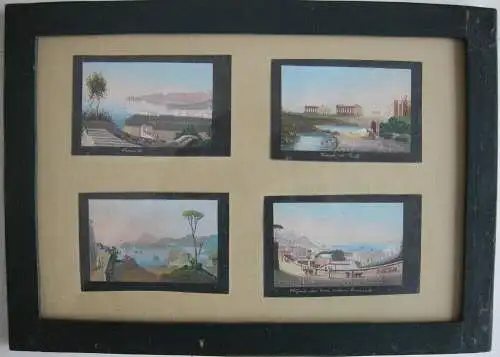 Sorrento Pesta Napoli Vesuvio Corso Vittorio Emanuele 4 Miniatur Gouachen 1850