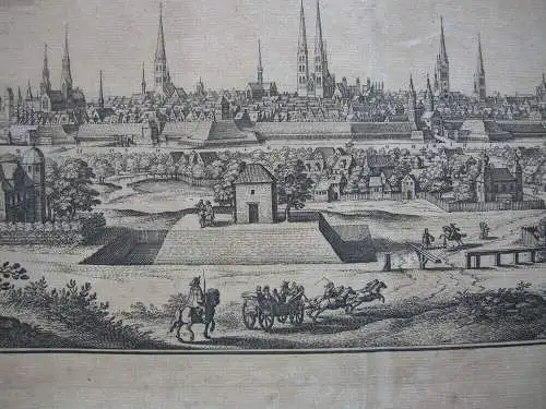 Lübeck Gesamtansicht Orig Kupferstich Matthaeus Merian 1650 Schleswig Holstein