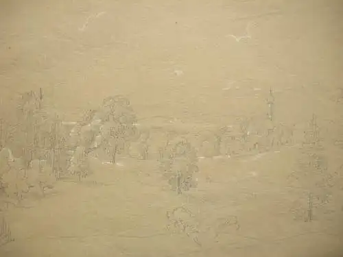 Allmannshausen  Starnberger See Orig. Bleistiftzeichnung 1815 Berg Starnberg