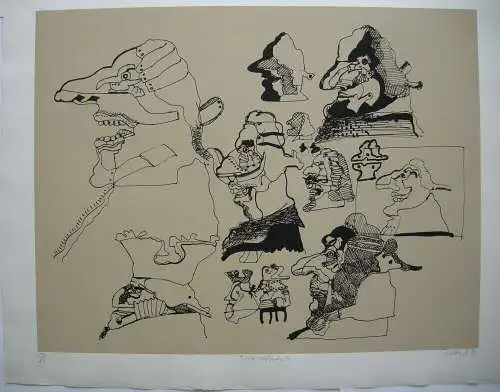 Simon Dittrich (1940) 14 Köpfe Orig Serigrafie 1971 signiert 54/80  