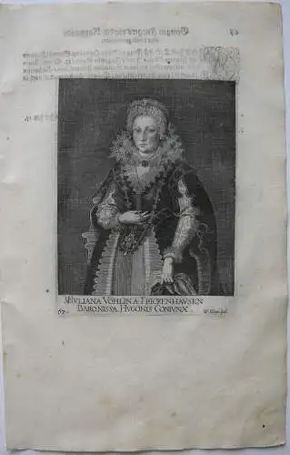 Maria Juliana Fugger (1618 verh.) Ehefrau Haug Fugger Orig Kupferstich 1620