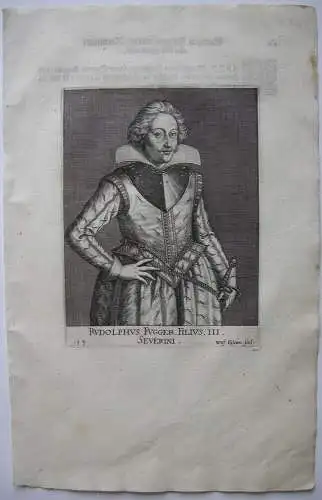 Rudolph Fugger (1589-1616) Sohn von Severin Fugger Orig Kupferstich 1620