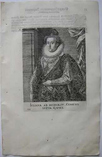 Juliana Fugger (+1611) Ehefrau Raimund Fugger Augsburg Orig Kupferstich 1620