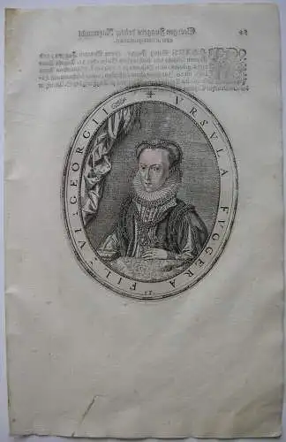Ursula Fugger (1562-1602) Tochter Georg Fugger Augsburg Orig Kupferstich 1620