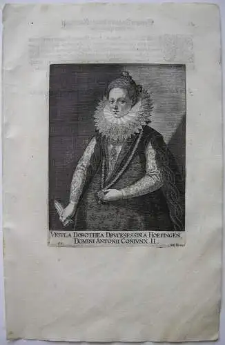 Ursula Dorothea Fugger (1608 verh.) Ehefrau Anton Fugger Orig Kupferstich 1620