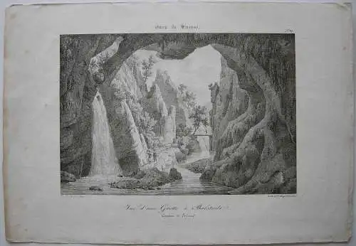 Grotte in Balstadt Solothurn Orig Lithografie Engelmann Bourgeois 1820 Schweiz