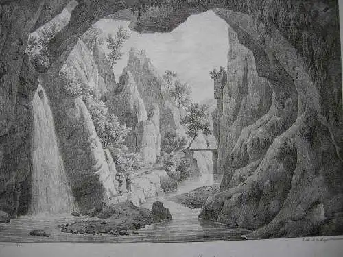 Grotte in Balstadt Solothurn Orig Lithografie Engelmann Bourgeois 1820 Schweiz