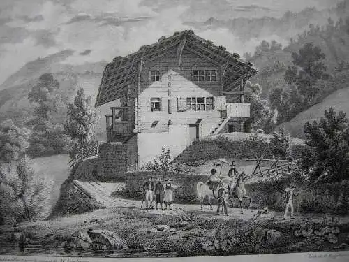 Haus bei Lauterbrunnen Bern Orig Lithografie Engelmann Rothmüller 1823 Schweiz