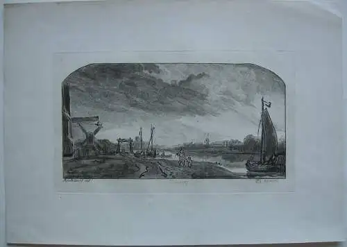 William Baillie (1723-1810) Evening Orig Aquatinta nach Rembrandt 1780